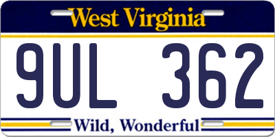 WV license plate 9UL362