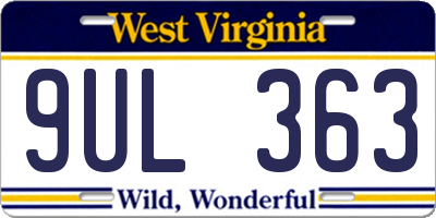 WV license plate 9UL363