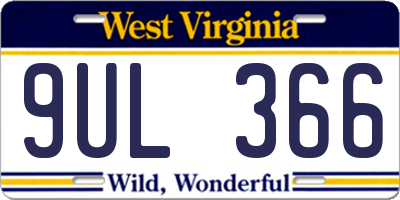 WV license plate 9UL366