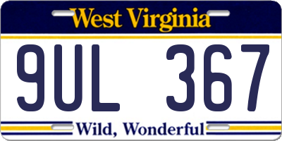 WV license plate 9UL367