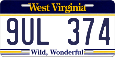 WV license plate 9UL374