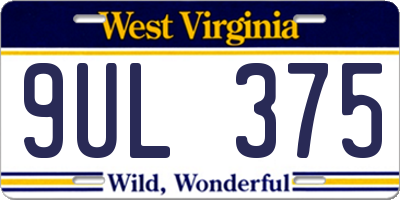 WV license plate 9UL375