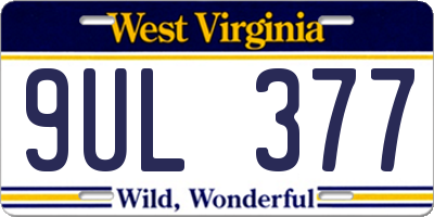 WV license plate 9UL377