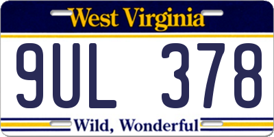 WV license plate 9UL378