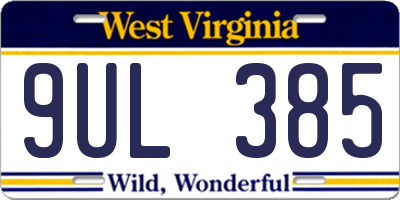 WV license plate 9UL385