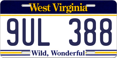 WV license plate 9UL388
