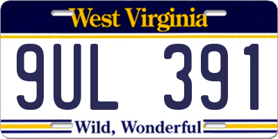 WV license plate 9UL391