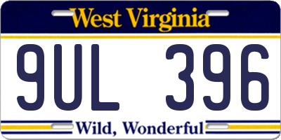 WV license plate 9UL396