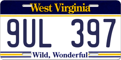 WV license plate 9UL397