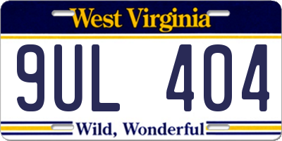 WV license plate 9UL404