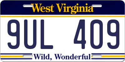 WV license plate 9UL409