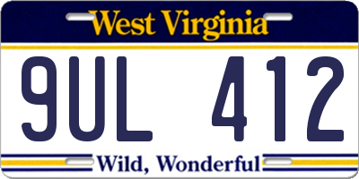WV license plate 9UL412