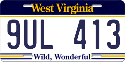 WV license plate 9UL413