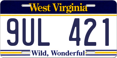 WV license plate 9UL421