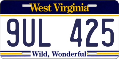 WV license plate 9UL425