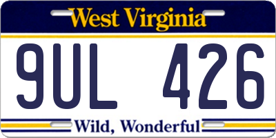 WV license plate 9UL426