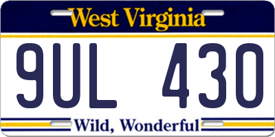 WV license plate 9UL430