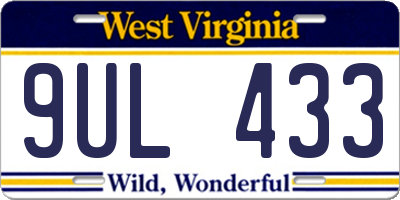 WV license plate 9UL433