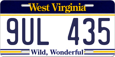 WV license plate 9UL435