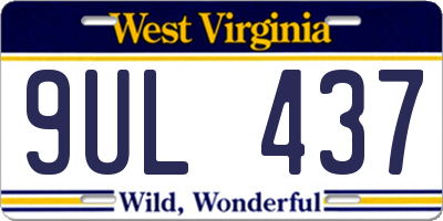 WV license plate 9UL437