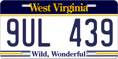 WV license plate 9UL439