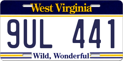 WV license plate 9UL441