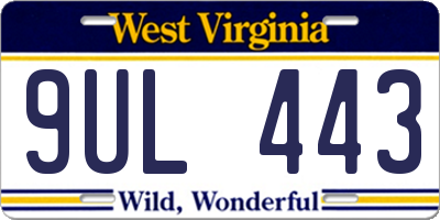 WV license plate 9UL443
