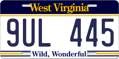WV license plate 9UL445