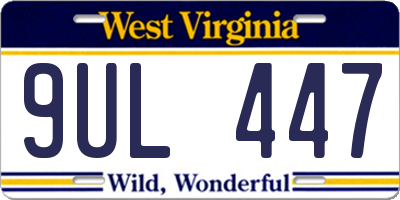 WV license plate 9UL447