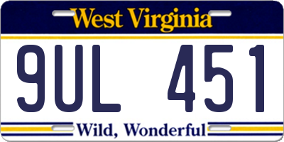 WV license plate 9UL451