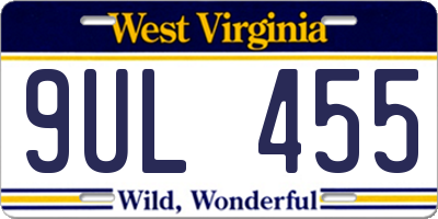 WV license plate 9UL455