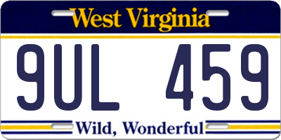 WV license plate 9UL459