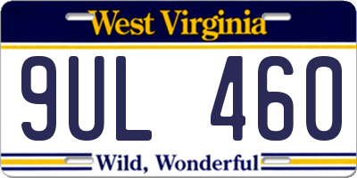 WV license plate 9UL460