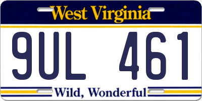 WV license plate 9UL461