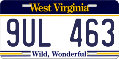 WV license plate 9UL463