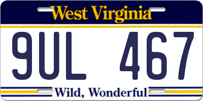 WV license plate 9UL467