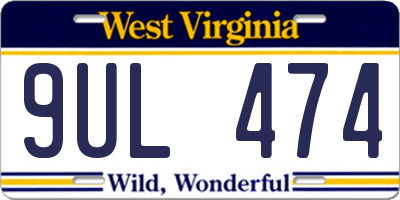 WV license plate 9UL474