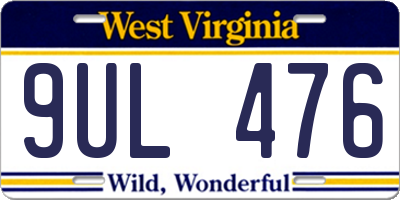 WV license plate 9UL476