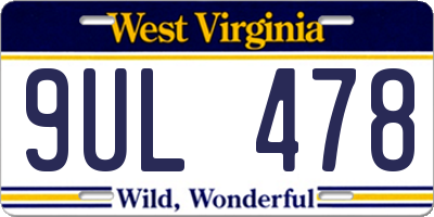 WV license plate 9UL478