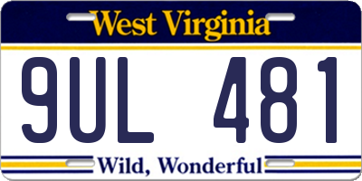 WV license plate 9UL481
