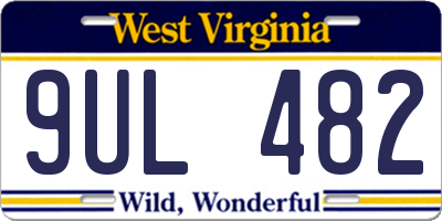 WV license plate 9UL482