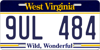 WV license plate 9UL484