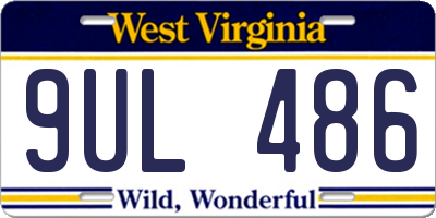 WV license plate 9UL486