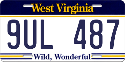 WV license plate 9UL487