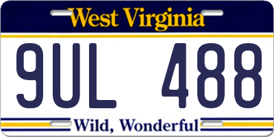 WV license plate 9UL488