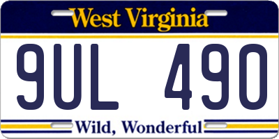 WV license plate 9UL490