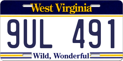 WV license plate 9UL491