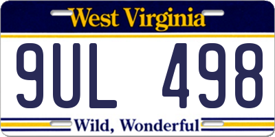 WV license plate 9UL498