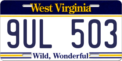WV license plate 9UL503