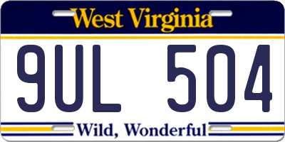 WV license plate 9UL504
